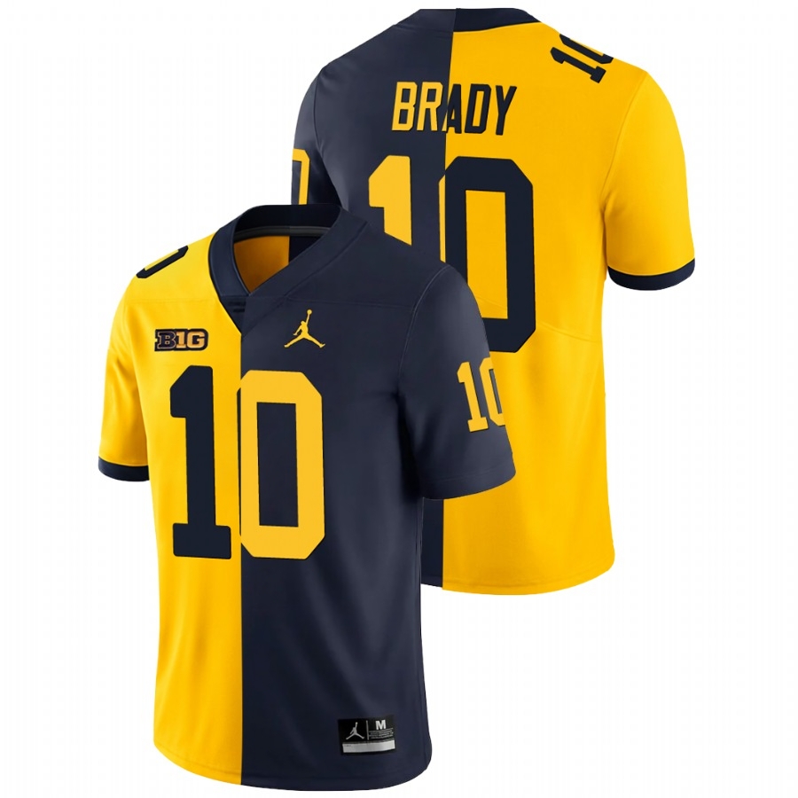 Tom Brady Michigan Wolverines Men's NCAA #10 Maize Blue Game Split Limited Edition College Stitched Football Jersey LAC3354WN
